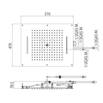 Bossini Dream Верхний душ 57x47см, 4 режима (дождь, каскад, водопад туман), потолочный, цвет: хром H