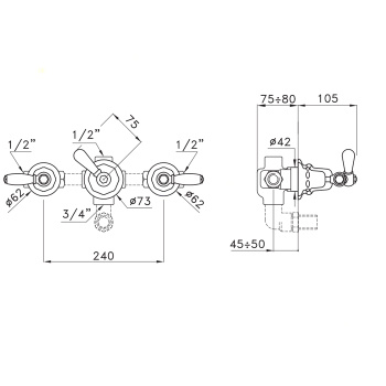Встраиваемый смеситель для ванны Stella Italica Leve 3254 с переключателем, хром IL 01301 CR00