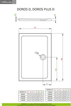 Душевой поддон Radaway Doros Plus D80x90 800 SDRPD9080-01
