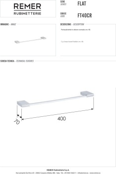 Полотенцедержатель Remer Flat хром (CR) FT40CR