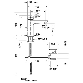 Смеситель для раковины Duravit Circle L WA1020001C46 черный