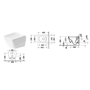 Чаша подвесного унитаза Duravit Viu 25730900001 WonderGliss белый