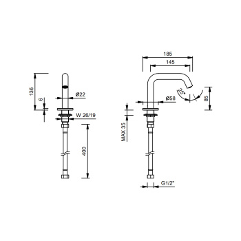 Излив смесителя для раковины Fantini Nostromo Черный матовый 24 13 8496