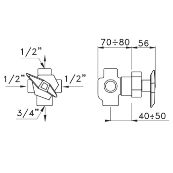 Встраиваемый переключатель для ванны/душа Stella Stella 0/150, хром ST 01200 CR00