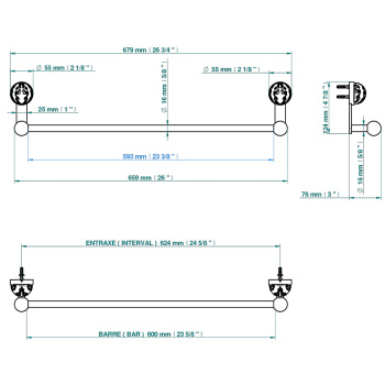 Полотенцедержатель THG Flore U5A-A02-514/60 хром