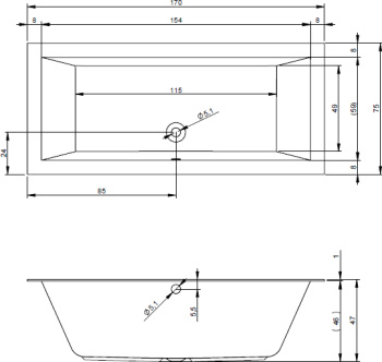 Акриловая ванна Riho 170x75 BT0110500000000 (B132001105)