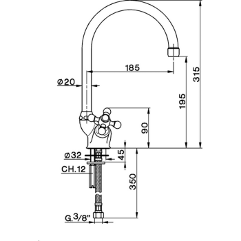 Смеситель для кухни Cisal Arcana Ceramic на 1 отверстие, золото AC00053024
