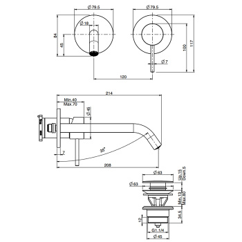 Смеситель для раковины настенный Fima Carlo Frattini Spillo Up F3051WLX8CR.1 хром