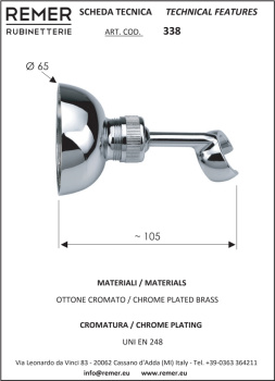 Держатель ручного душа Remer золото глянцевое (DO) 338DO
