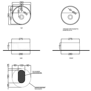 Раковина накладная Cielo Les Petites LPLATSF TL 28 см белый