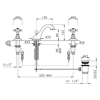 Смеситель для раковины с автоматическим сливом Nicolazzi Half Dome Crystal 1408CR93 хром