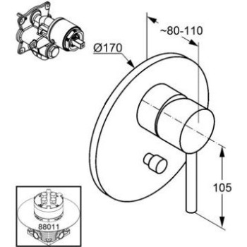 Смеситель для душа Kludi Bozz 386503976, чёрный