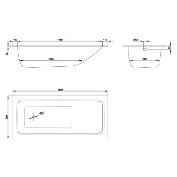 Стальная ванна Bette One 200x90 3325-000 PLUS AR