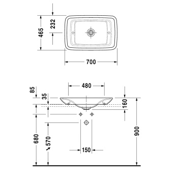Раковина Duravit PuraVida+ 0369700000 - белый