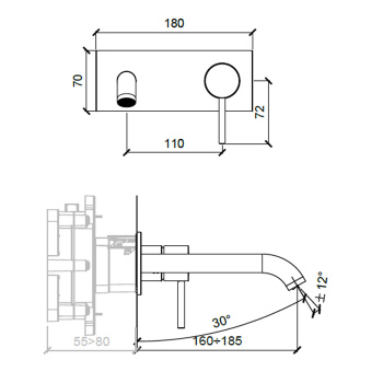 Смеситель для раковины встраиваемый Almar E210076.CR хром