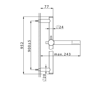 Штанга для душа Cisal Slim 952 см, с ручной лейкой и гибким шлангом 150см, Nero Opaco DS01072040