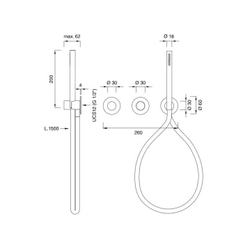 Смеситель для ванны CЕА Design Cartesio CAR 54 W L сталь