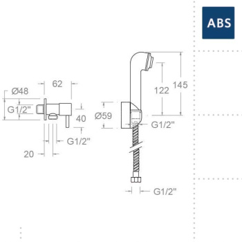 Гигиенический душ Ramonsoler с угловым краном и abs лейкой без рычага wc 114902 114902WC