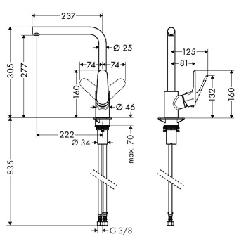 Смеситель Hansgrohe Focus 31817000 для кухонной мойки