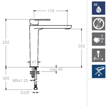 Смеситель для раковины Ramonsoler Alexia чаши чёрный 3610NM