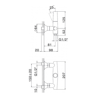 Смеситель для душа Cisal Vita хром VI00044421
