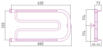 Полотенцесушитель водяной Сунержа Гусли +2 полки 320х650 00-0010-3265