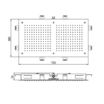 Встраиваемый верхний душ Almar 380х700, 1 тип струи, High Brass Brushed PVD, E044088.HB