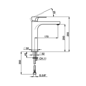 Смеситель для раковины Cisal Alma 255 A300354040 черный