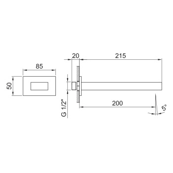 Излив для ванны Fantini Ar/38 настенный, хром 38 02 3345