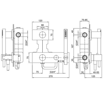 Термостат для душа Fantini Milano на 2 источника, 3/4'', наружная часть, хром 31 02 4712B