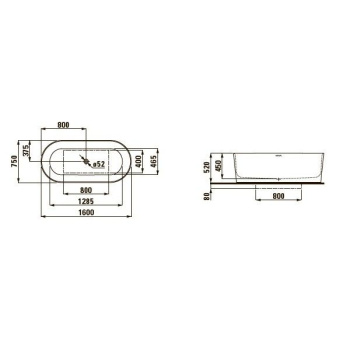 Ванна из искусственного камня Laufen Val 160x75 2.3028.2.000.000.1