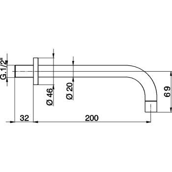 Излив Cisal Components настенный, 200 мм для ванны, хром ZA00325021