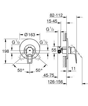 Смеситель для душа GROHE BauLoop однорычажный, хром 29080001