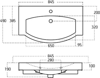Раковина для тумбы Sanovit Plazma 85 5085-KL