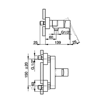 Смеситель для душа Cisal Tender однорычажный, настенный, хром C200044321
