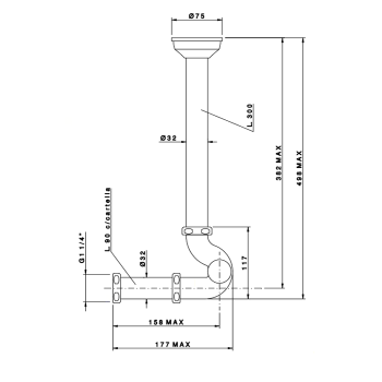 Сифон Nicolazzi Scarichi s 1 1/4 без донного клапана для биде, хром 5569CR