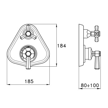 Внешняя часть встраиваемого термостатического смесителя для душа Stella Eccelsa IS3292 P.V., золото 24К EC 06011 AU00