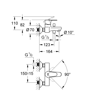 Смеситель для ванны, Vigour by GROHE, хром, 75144026