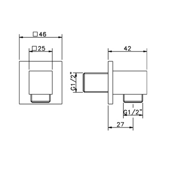 Вывод из стены для душевого шланга Cisal Xion Nero Opaco DS01734040