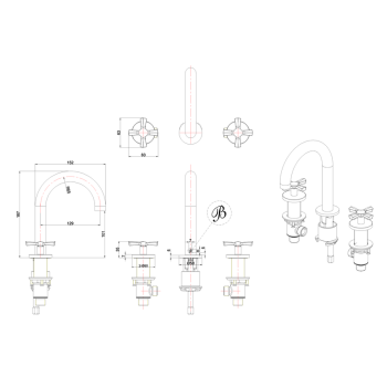 Смеситель для раковины Burlington RIV6 GOLD желтый