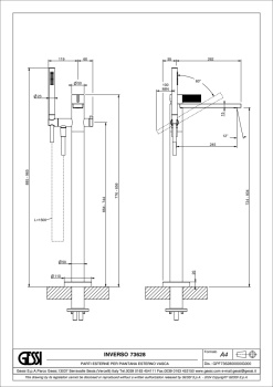 Смеситель для ванны Gessi 73628.727 Brass Brushed PVD