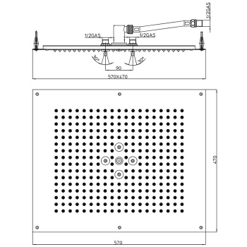 Bossini Dream Верхний душ 57x47см, 2 режима, цвет: хром H38657.030