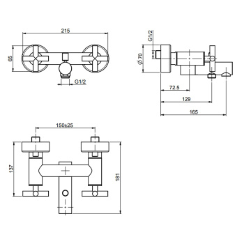 Смеситель для ванны Fima Carlo Frattini Maxima настенный, чёрный матовый F5304/1NS
