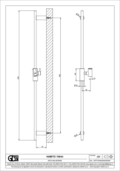 Штанга для душа Gessi 70044.727 Brass Brushed PVD