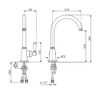 Смеситель для кухни Nicolazzi Cucina El Capitan поворотный излив, бронза 3456BZ75C