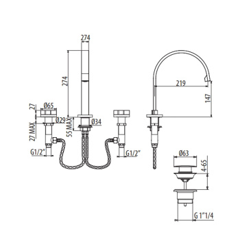 Смеситель для раковины Gattoni Gas GS106/31VB латунь