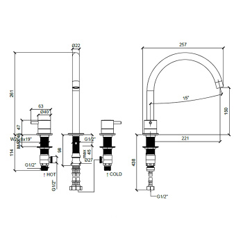 Смеситель для раковины Almar E214004.CR хром