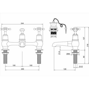 Ручка-крестик для смесителей Burlington T3 хром