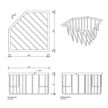 Корзина универсальная Decor Walther WA ECK1 18x18x9.5см для душа, угловая, подвесная, черный матовый 703360