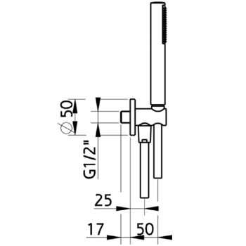 Душевой гарнитур Cisal Shower ручная лейка,шланг 150 см,вывод с держателем, хром C200303021